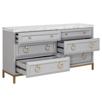 Azure Dove Gray & White Carrera 6-Drawer Double Dresser