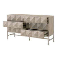 Atlas Gray Acacia & Stainless Steel 6-Drawer Double Dresser