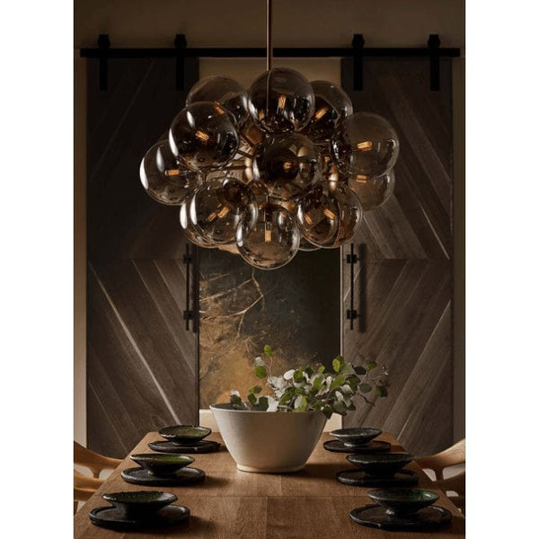 Shine Chandelier Polished Nickel with Smoke Glass