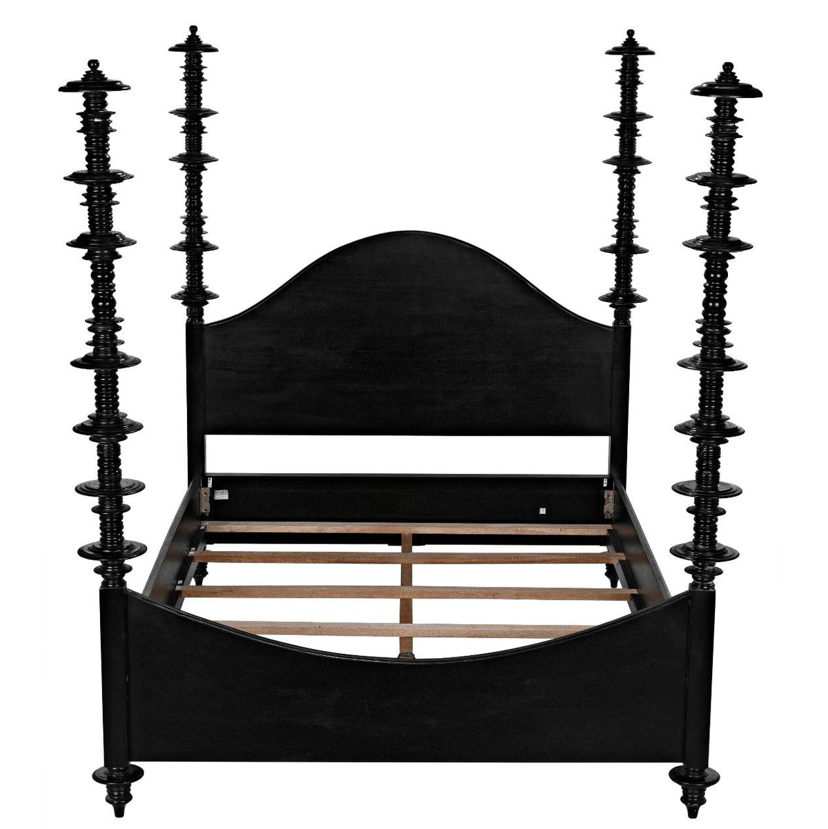 Ferret Four Poster Bed Hand Rubbed Black - Bed View | Bone & Brass