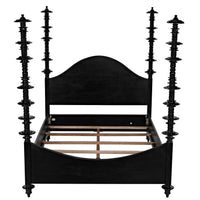 Ferret Four Poster Bed Hand Rubbed Black - Bed View | Bone & Brass