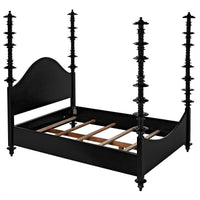 Ferret Four Poster Bed Hand Rubbed Black - Bed Side View | Bone & Brass