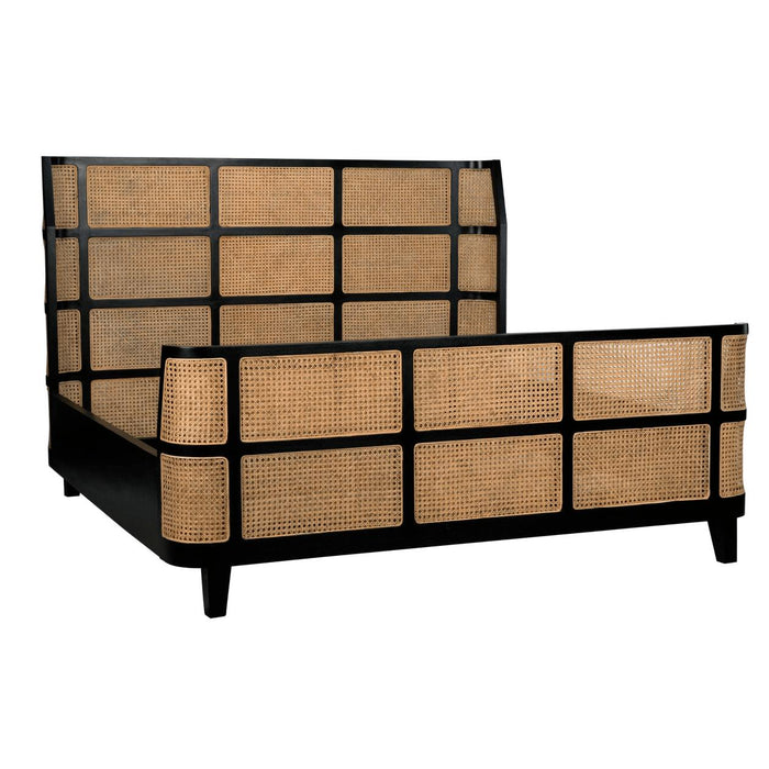 Portia Mahogany Cane Paneled Bed | Bone & Brass