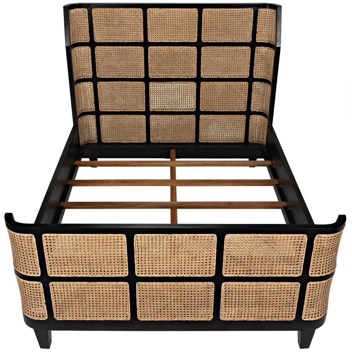 Portia Mahogany Cane Paneled Bed - Bed Headboard Detail | Bone & Brass