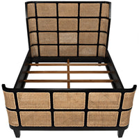 Portia Mahogany Cane Paneled Bed - Bed Headboard Detail | Bone & Brass