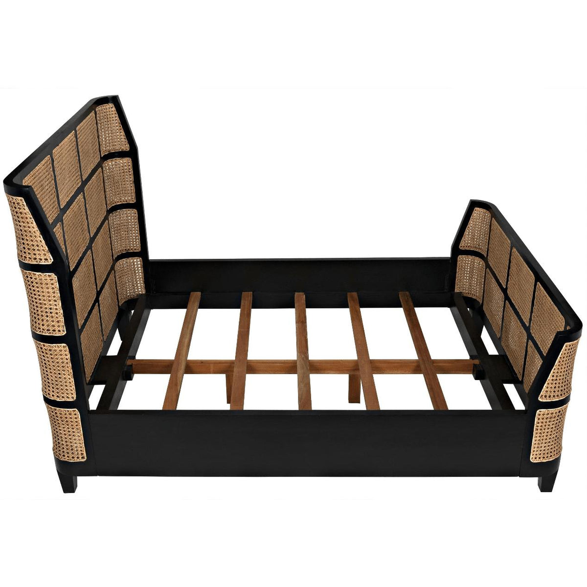 Portia Mahogany Cane Paneled Bed - Bed Side View | Bone & Brass