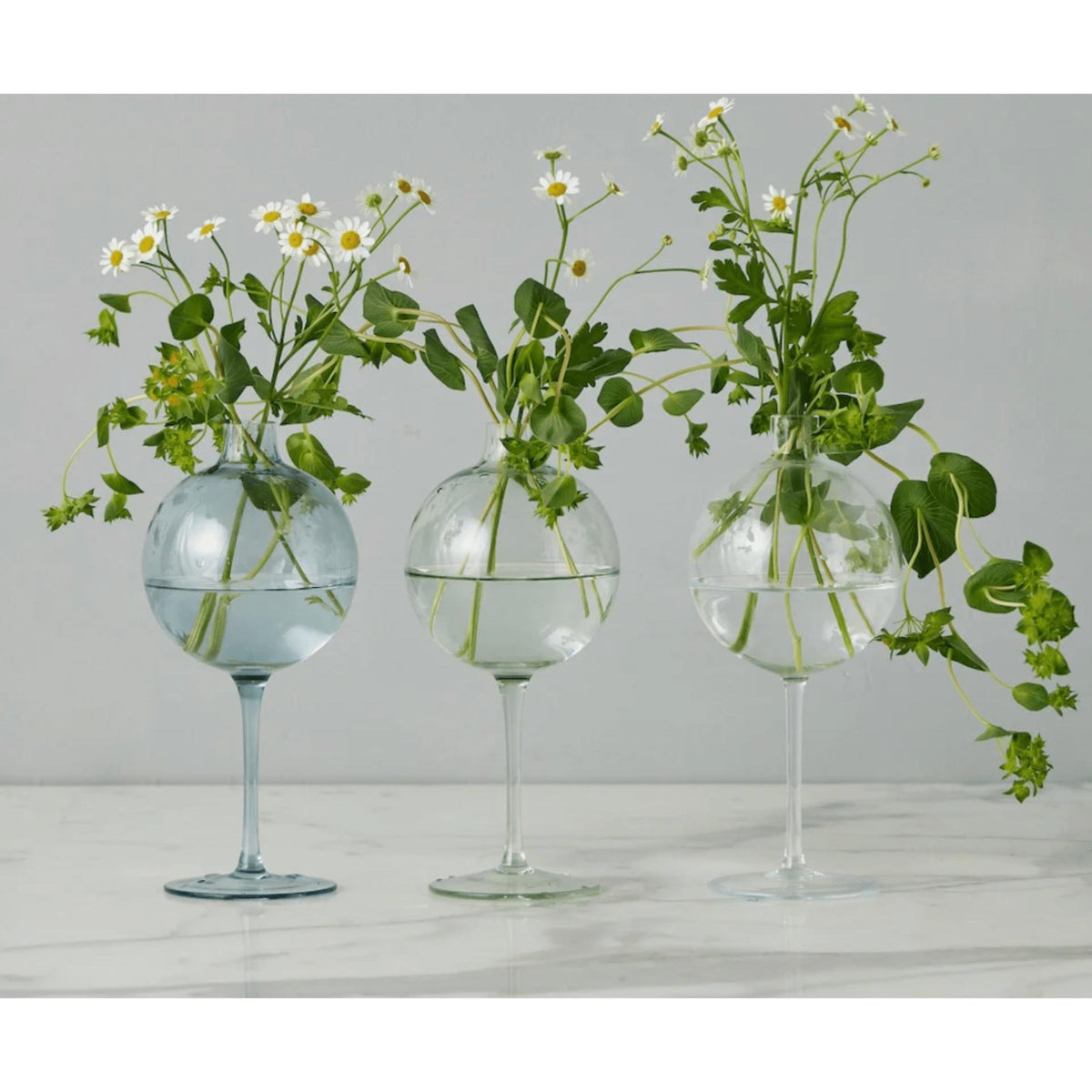 Clear Small Wine Glass Vase - Vase Side View | Bone & Brass