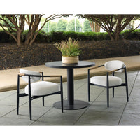 Marita Outdoor Dining Armchair - Black - Louis Cream - Outdoor Dining Chair Side View | Bone & Brass