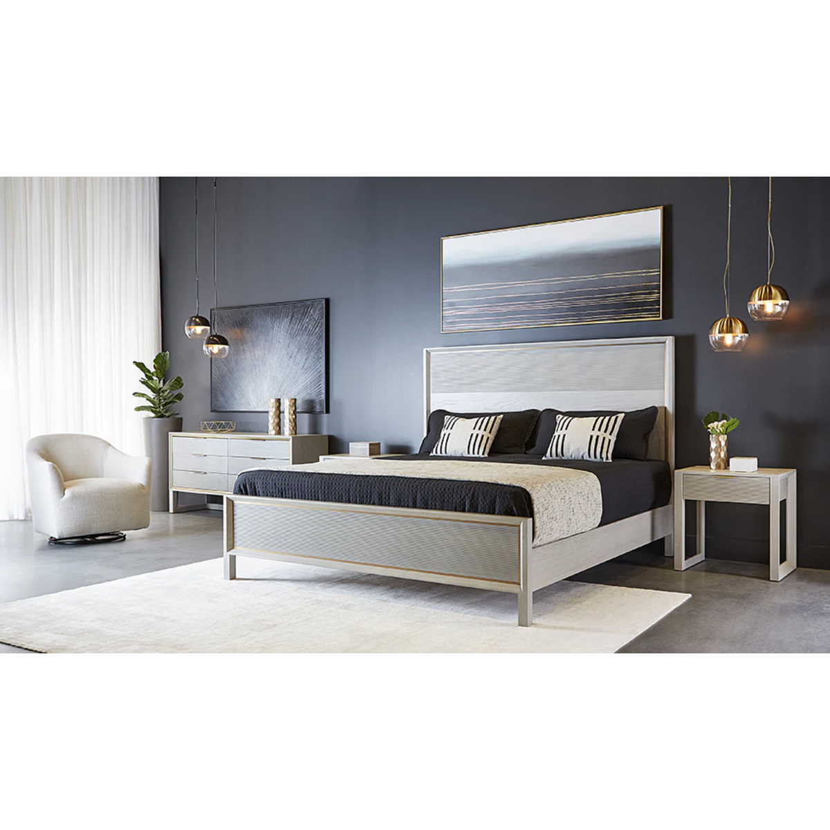 Casey Agean Blue & Brass Swivel Lounge Chair