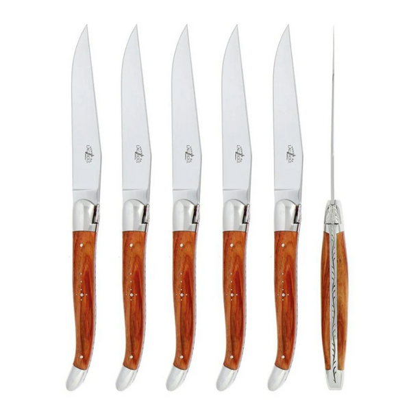 Forge de Laguiole Steak Knife Set Rosewood Shiny Finish