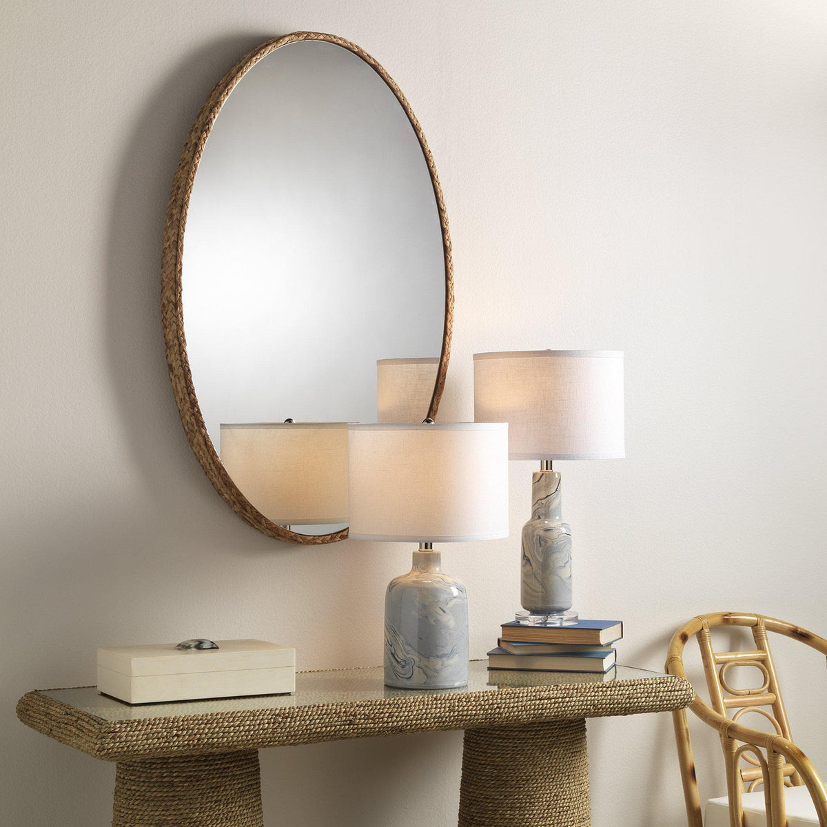 Seagrass Braided Oval Mirror - Mirror Detail | Bone & Brass