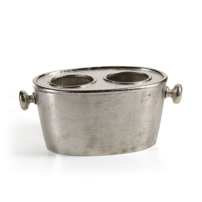 Seguso 2-Bottle Nickel Wine Bottle Holder | Bone & Brass
