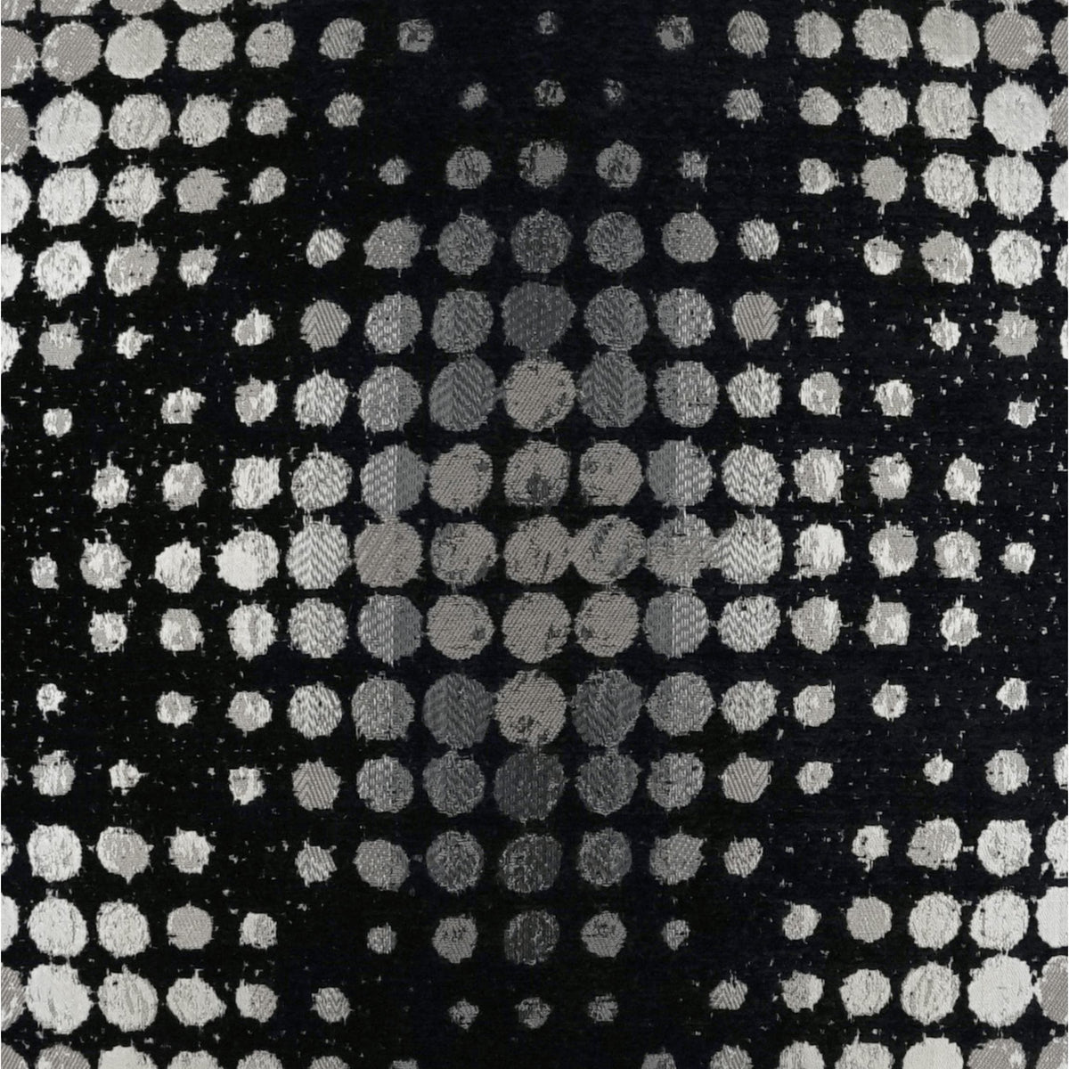 Selfie Onyx Decorative Pillow, a black and silver textured pillow with a modern dotted pattern.