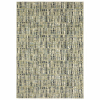 Seneca Beige & Green Casual Rug with abstract black, ivory, gray, blue, and green polypropylene texture.