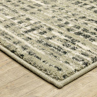 Seneca Beige & Grey Casual Rug with abstract patterns, dense polypropylene pile, and woven edge.