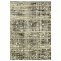Seneca Beige & Grey Casual Rug with abstract black, ivory, and gray polypropylene texture.