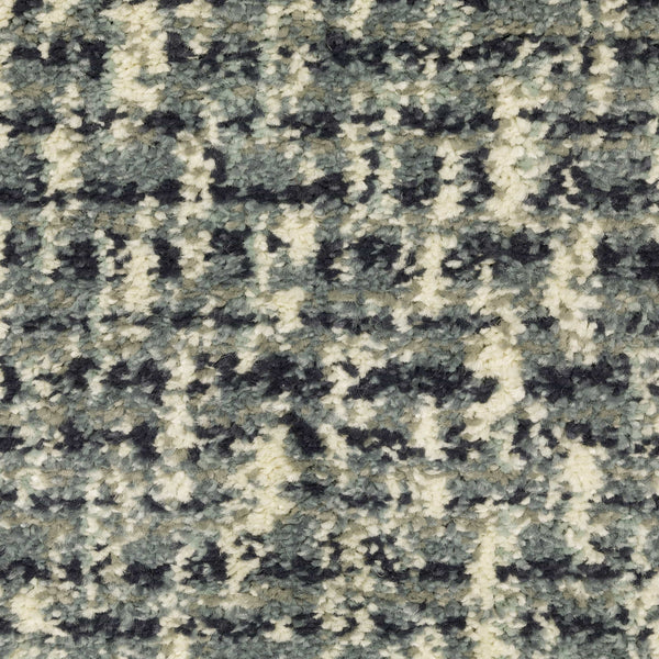 Seneca Blue & Ivory Casual Rug with dense, high-pile polypropylene texture and modern organic geometric design.