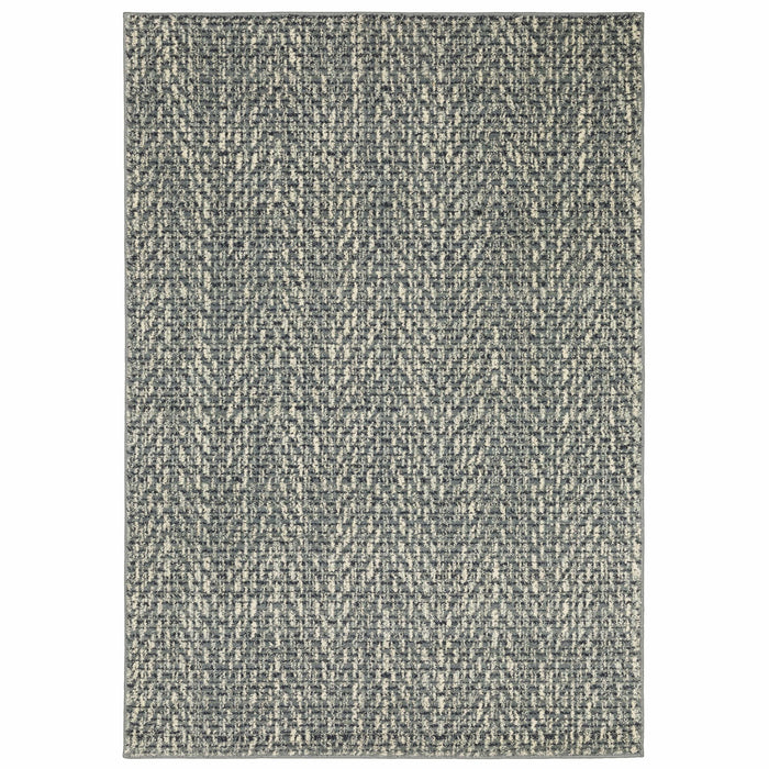 Seneca Blue & Ivory casual polypropylene rug with a modern, organic geometric design.