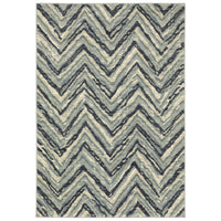 Seneca Blue & Ivory Chevron Rug with dense, high-pile polypropylene texture and modern zigzag pattern.