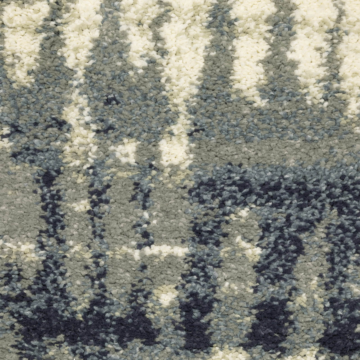 Seneca Grey & Beige Casual Rug with high-pile polypropylene texture and modern organic geometric design.