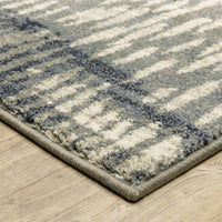 Seneca Grey & Beige Casual Rug with modern organic geometric design, high-pile polypropylene texture.