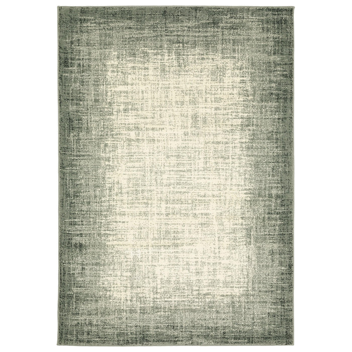 Seneca Grey & Beige Gradient Rug with a modern, organic geometric design and high-pile polypropylene texture.