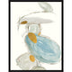 Abstract giclee painting with blue, grey, and gold leaf accents, framed in black.