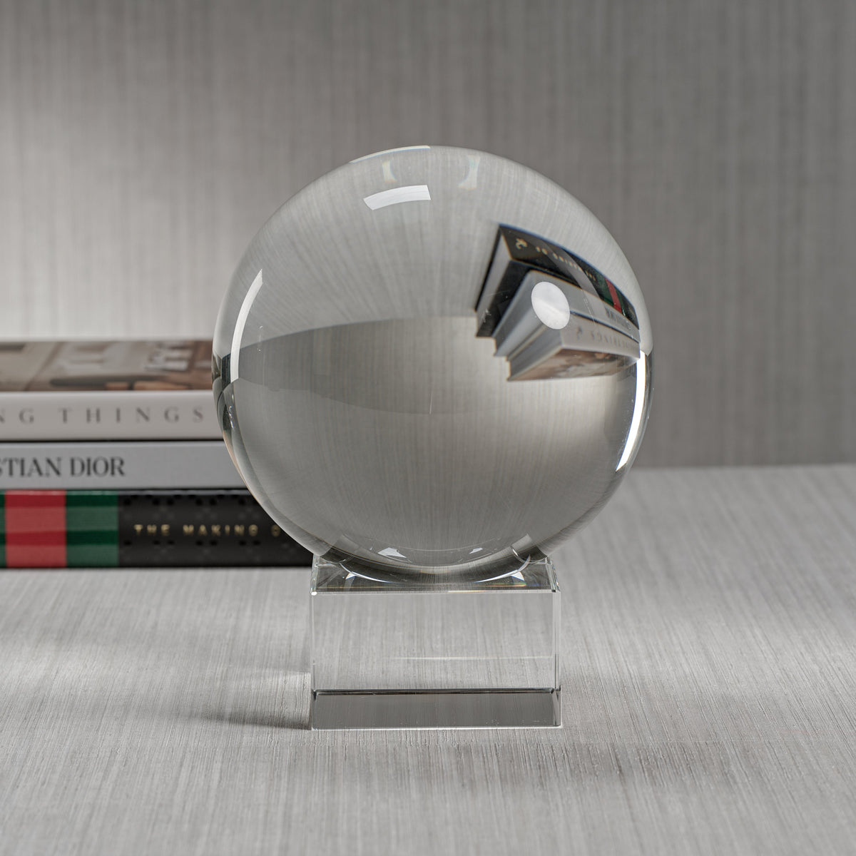 Serenity Decorative Crystal Glass Orb on Base - Detail View | Bone & Brass