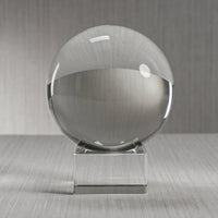 Serenity Decorative Crystal Glass Orb on Base - Side View | Bone & Brass