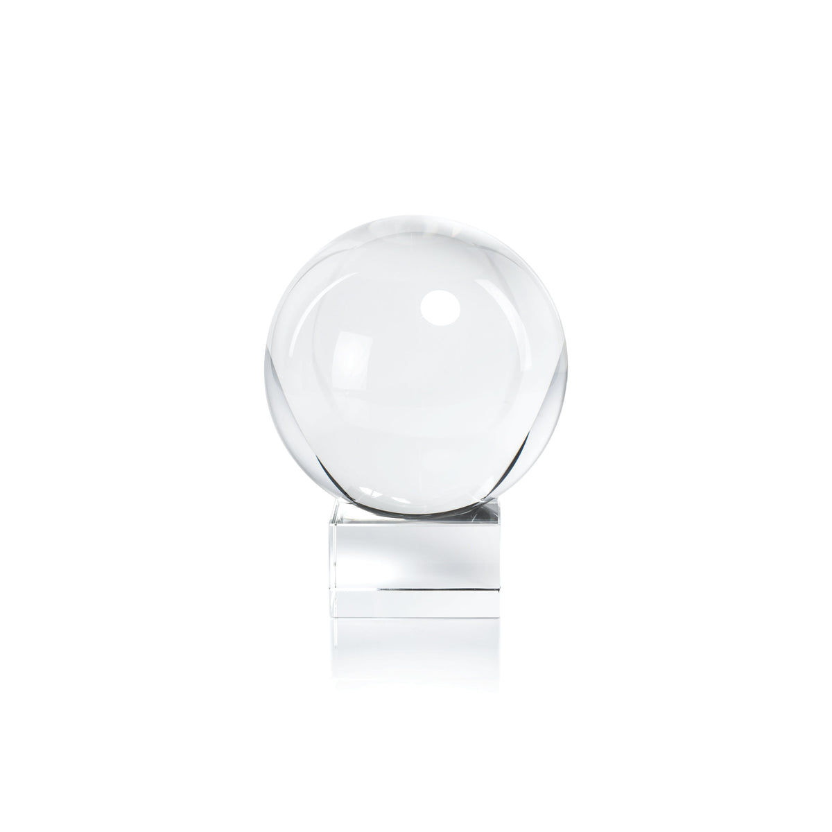 Serenity Decorative Crystal Glass Orb on Base | Bone & Brass