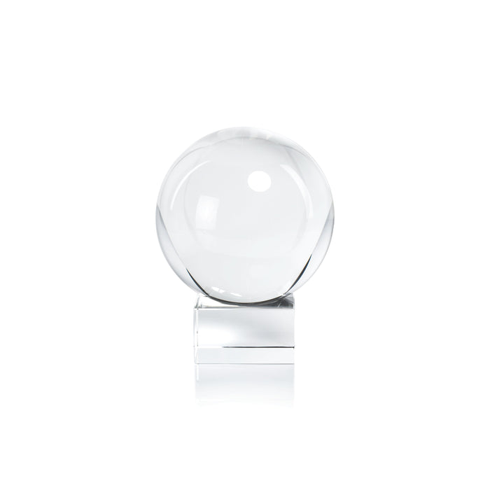 Serenity Decorative Crystal Glass Orb on Base | Bone & Brass