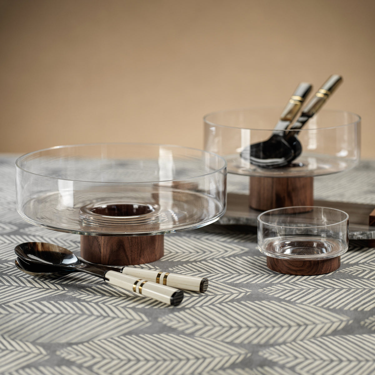 Seychelles Variegated Horn Salad Servers - Set Detail | Bone & Brass