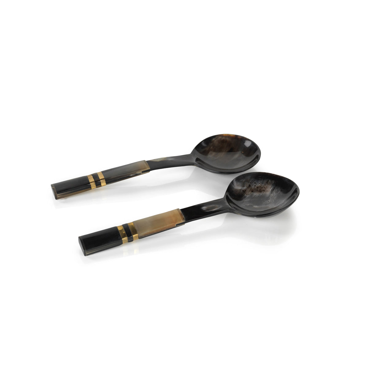 Seychelles Variegated Horn Salad Servers | Bone & Brass