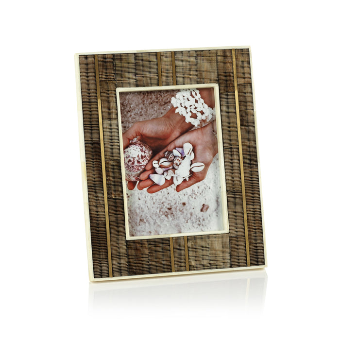 Shagrin Horn Bone & Brass Inlay Photo Frame 5x7 | Bone & Brass