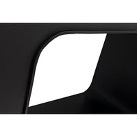 Black steel Shylock console with a sleek design and solid ovoid base.