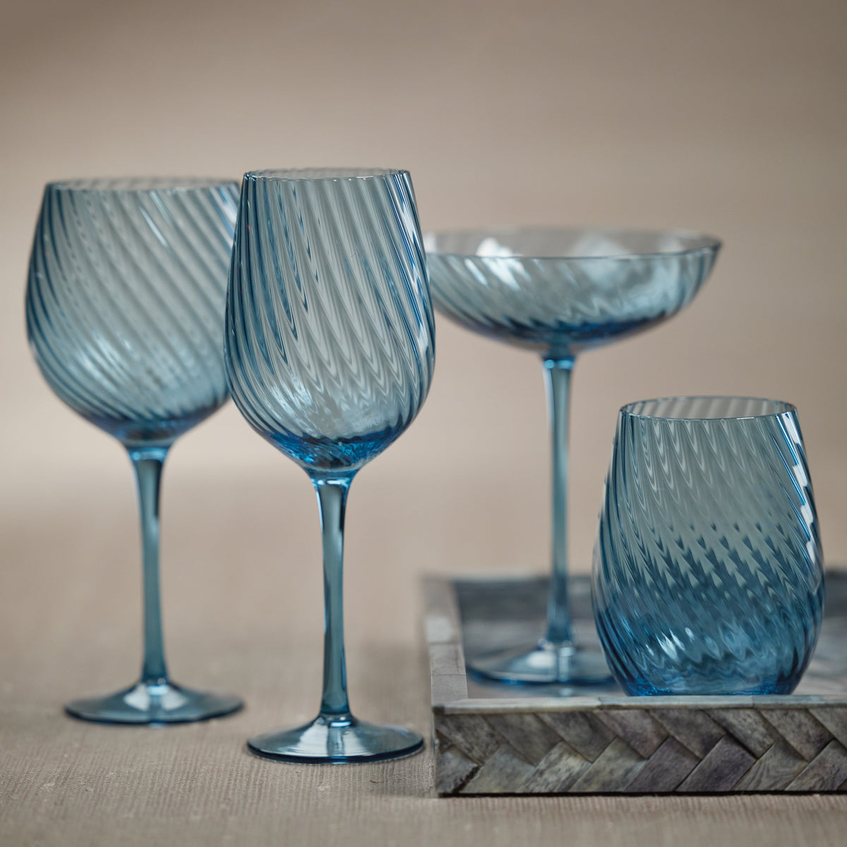Sierra Optic Swirl Cocktail Glasses, Set 4 - Glass Detail | Bone & Brass