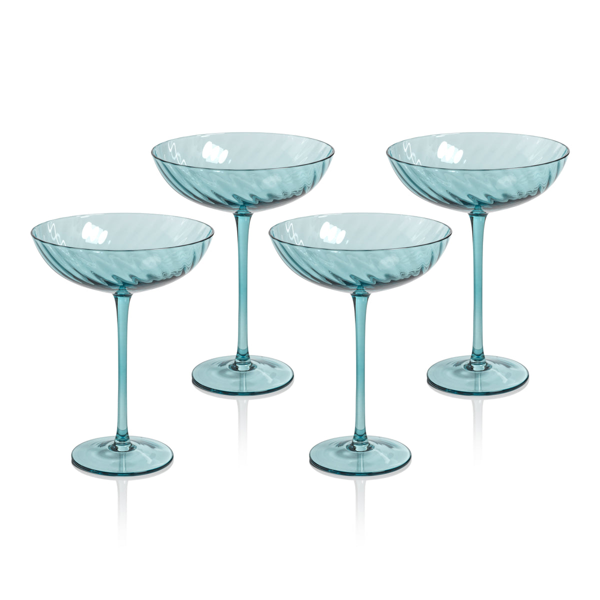 Sierra Optic Swirl Cocktail Glasses, Set 4 - Glass Side View | Bone & Brass