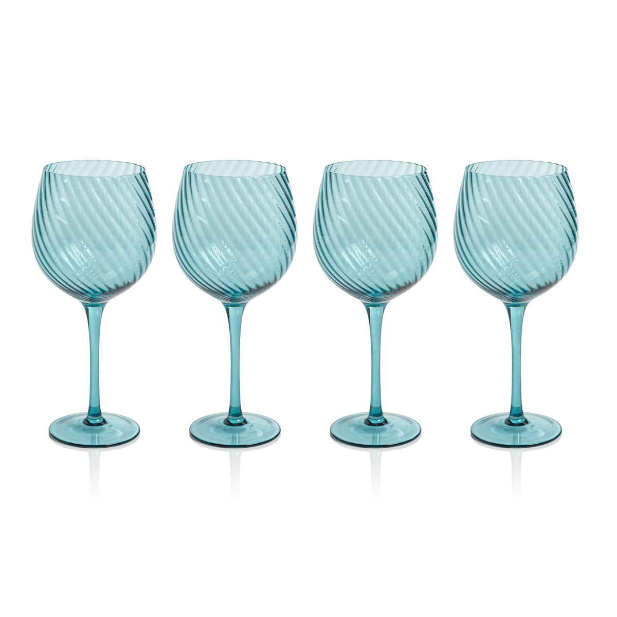 Sierra Optic Swirl Red Wine Glasses, Set 4 - Glass Stem Detail | Bone & Brass