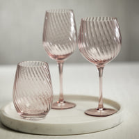 Sierra Optic Swirl Red Wine Glasses, Set 4 - Glass Stem Detail | Bone & Brass