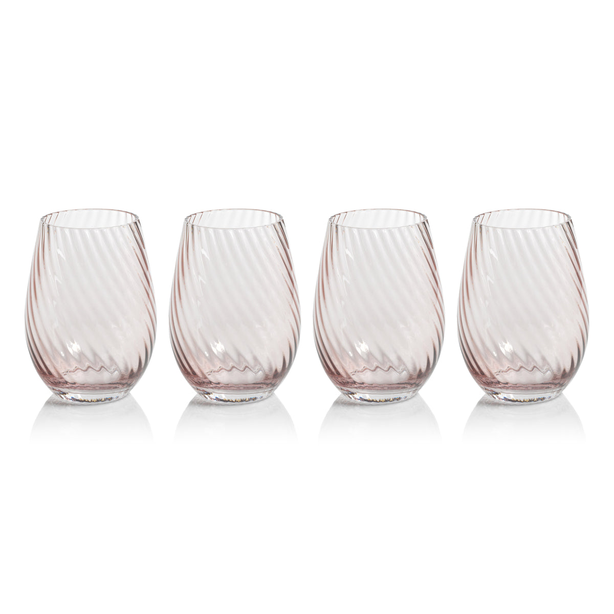 Sierra Optic Swirl Stemless Glasses, Set 4 - Glass Stem Detail | Bone & Brass