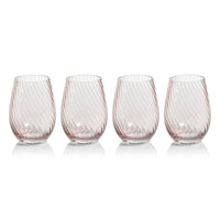 Sierra Optic Swirl Stemless Glasses, Set 4 - Glass Stem Detail | Bone & Brass