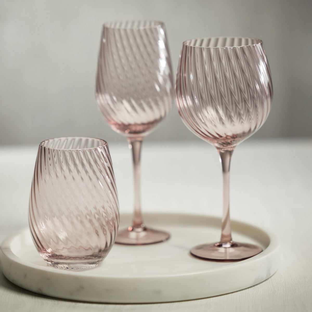 Sierra Optic Swirl Stemless Glasses, Set 4 - Glass Bowl Detail | Bone & Brass