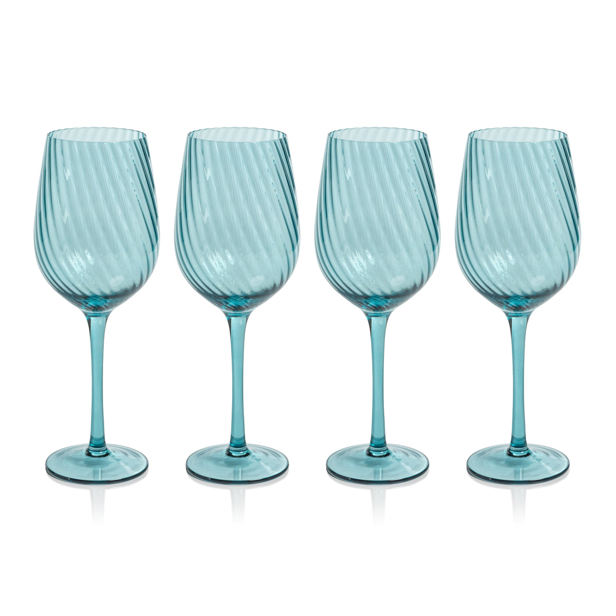 Sierra Optic Swirl White Wine Glasses, Set 4 - Glass Stem Detail | Bone & Brass