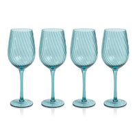 Sierra Optic Swirl White Wine Glasses, Set 4 - Glass Stem Detail | Bone & Brass