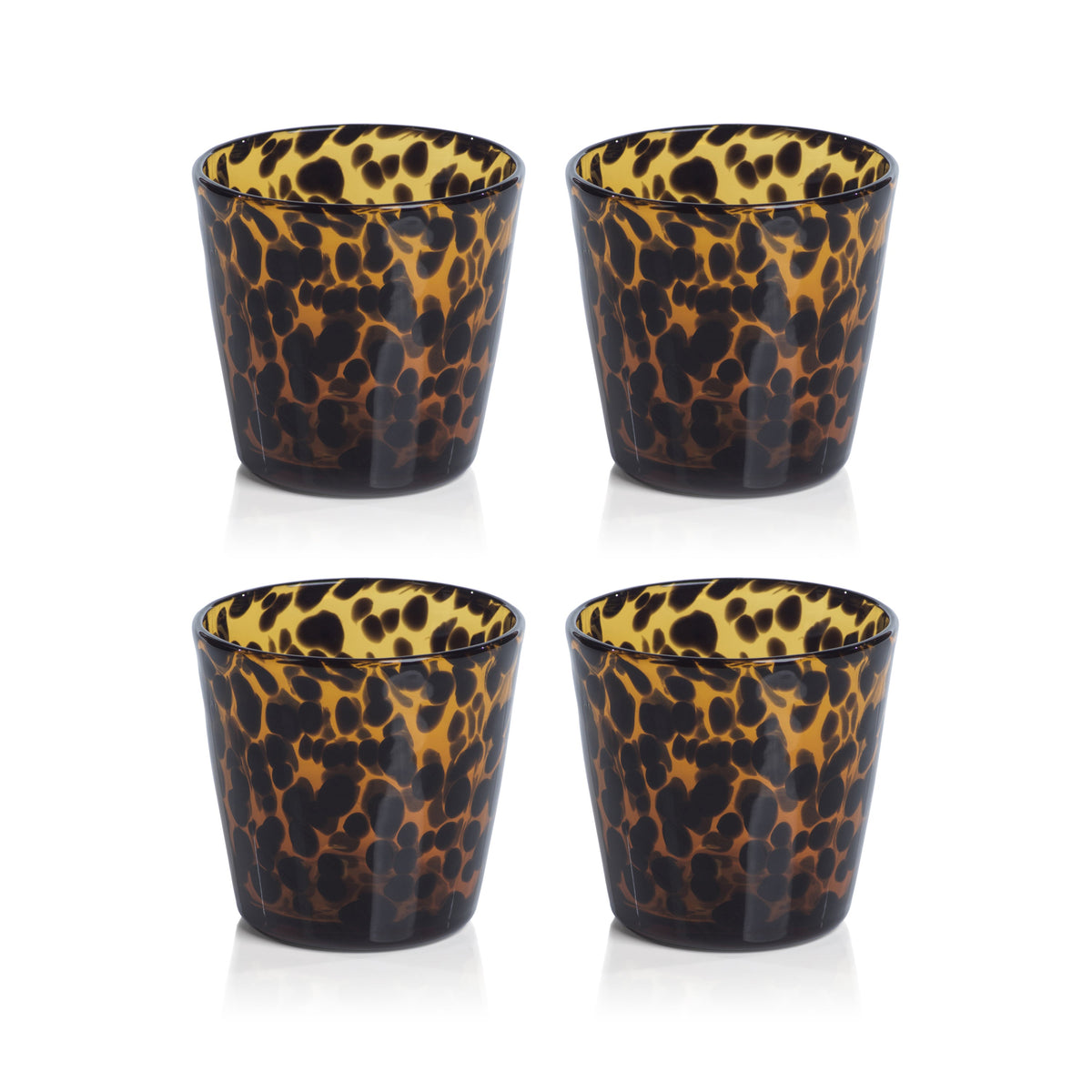 Sierra Tortoise Glass Tumbler, Set 4 - Tumbler Detail | Bone & Brass