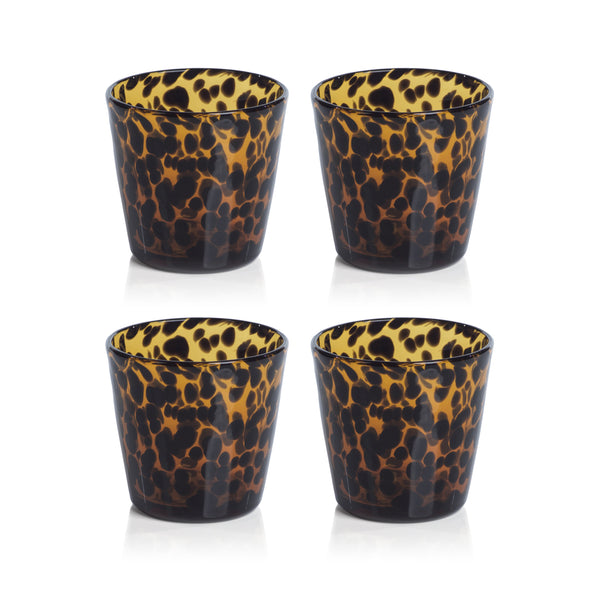 Sierra Tortoise Glass Tumbler, Set 4 - Tumbler Detail | Bone & Brass