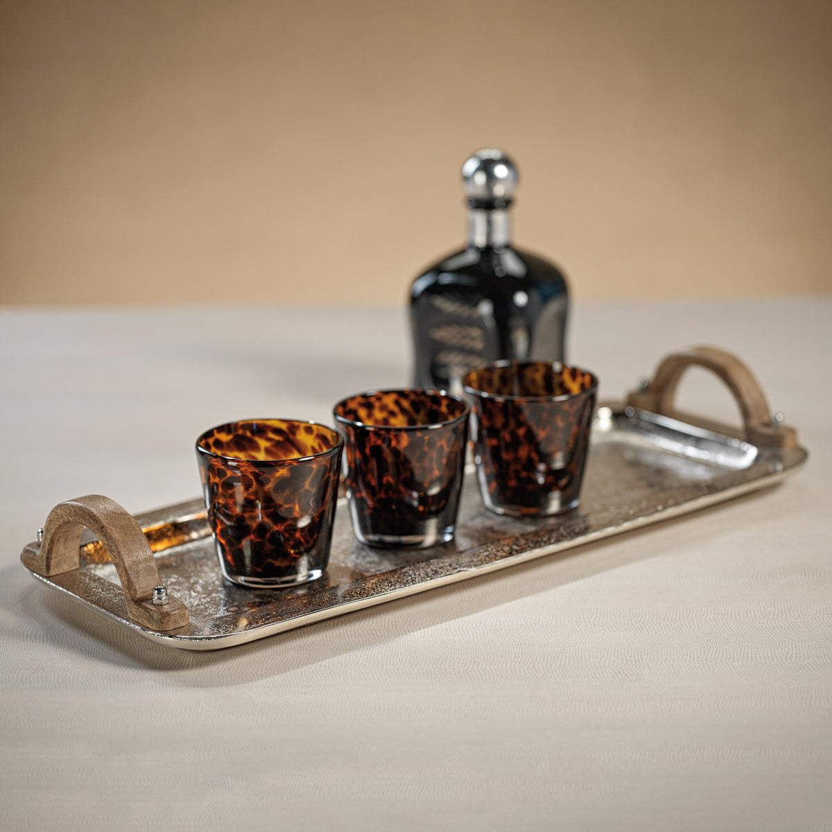 Sierra Tortoise Glass Tumbler, Set 4 - Tumbler Side View | Bone & Brass