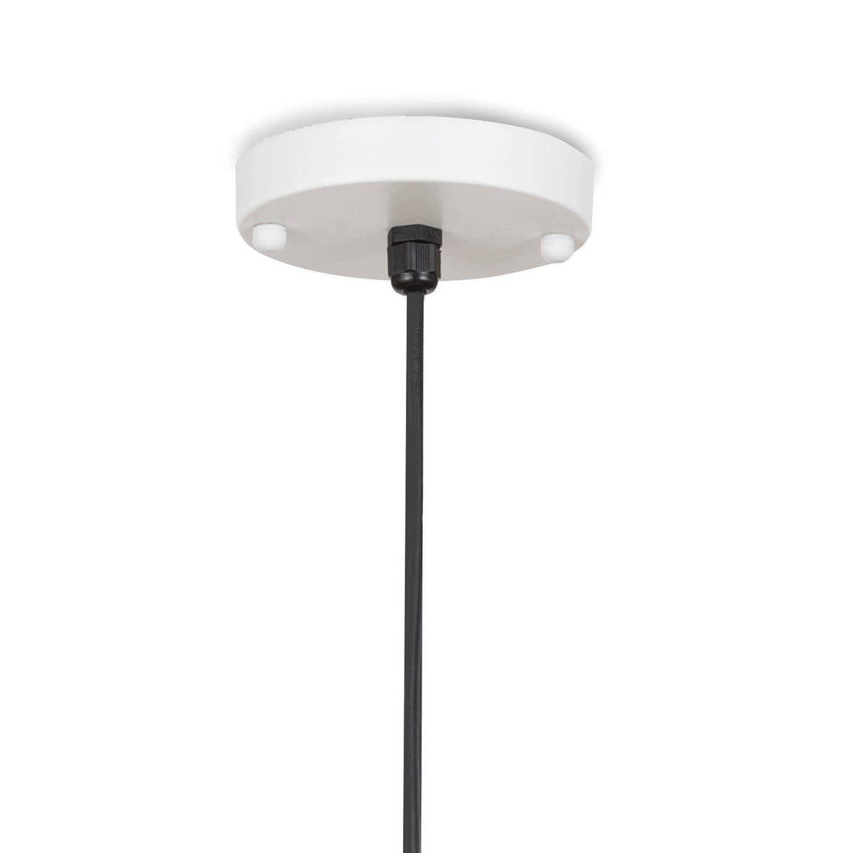 White gold Sigmund Pendant ceiling canopy with black cord.