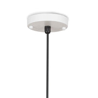 White gold Sigmund Pendant ceiling canopy with black cord.