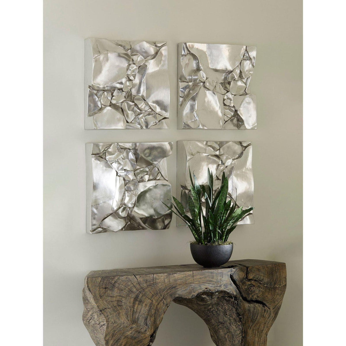 Silver Cairn Wall Tile - Wall Decor Close Up | Bone & Brass
